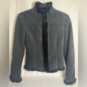 J Lo Women's Black Faux Fur Trim Jacket